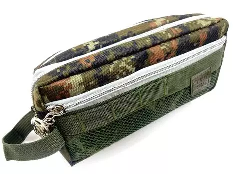 [Pipit] Stationery Pencil Case Camouflage Pen Case for Boys and Students Plenty of Storage Canvas Large Capacity Accessory Pouch (Green)