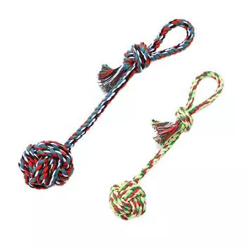 Pippi Amoy cotton rope dog toy, hand-pulled pet cotton rope long tail ball pet dog toy