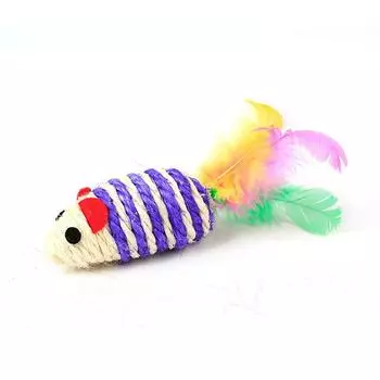 Пиппи Тао сизалевый кот с сизалевой полосатой мышью, маленькая 7 см пищащая мышка кошачья игрушка 7*3cm