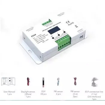 PIR-датчик лестничного контроллера ES24 24CH одноцветный RGB пиксельный SPI светодиодная лента диммер внутренний лестничный светильник светодиодный контроллер DC 5V-24V