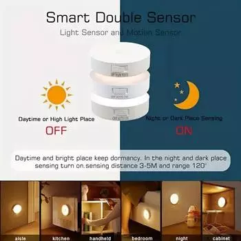 PIR Motion Sensor LED Night Light USB Rechargeable Night Light For Bedroom Stair Kitchen Closet Cabinet Wardrobe Lighting Decor 1pc теплый белый