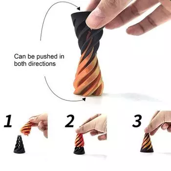 Пирамида Сквозная Скульптура Вращающаяся Игрушка Оптическая Иллюзия Игрушка Спиральный Конус Иллюзия Нити Вихря Сквозная Пирамида Игрушка Фиджет Снятие Стресса оранжевый