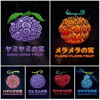 Пиратский демонический фруктовый атлас, абстрактная настенная живопись на холсте, волшебные фрукты из демонического дерева, художественный постер и принт, домашний декор (с рамкой) 15*20cm(with frame)