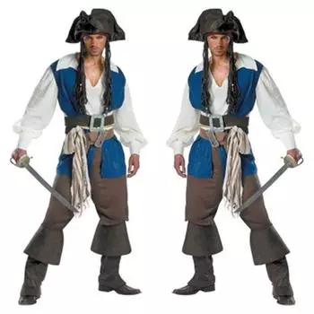 Пират-костюм для взрослых Карибские пиратские костюмы Мужская праздничная одежда на Хэллоуин Ролевые игры Необычные косплей 7 комплектов костюмов Праздничная одежда M