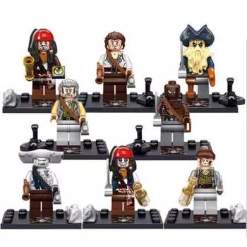 Pirates Caribbean 8pcs Minifigures Mermaid Puzzle Assembled Blocks Building 8pcs A