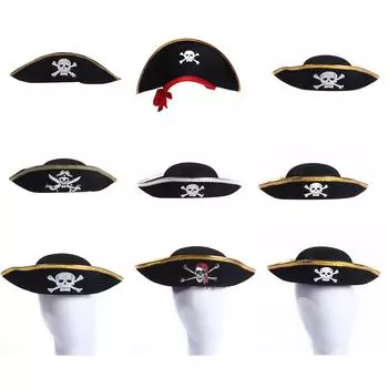 Пиратская шляпа для сценического шоу, для косплей-вечеринки, треуголка, шляпа для вечеринки на Хэллоуин, пиратский костюм для ролевых игр A