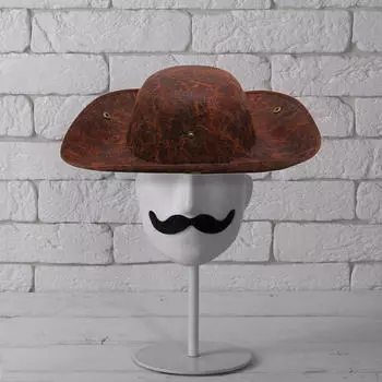 Пиратская шляпа из искусственной кожи, колониальная треуголка для мужчин и женщин коричневый