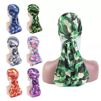 Пиратская шляпа с камуфляжным ремешком из искусственного шелка, шапка-косынка с длинным хвостом, шапка-накидка в стиле хип-хоп Durag One size красный