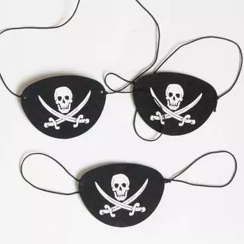 Пиратские патчи для глаз, черный фетр, один глаз, череп, капитанские глазные патчи для Хэллоуина, Рождества, пиратская тематическая вечеринка 2