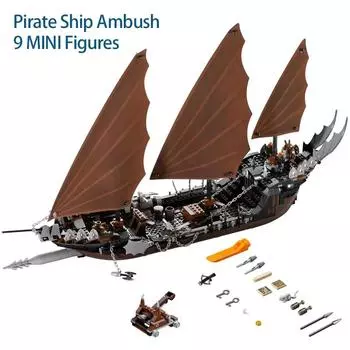 Пиратский корабль засада строительные блоки кирпичи лодка обучающая игрушка рождественские подарки на день рождения совместимый