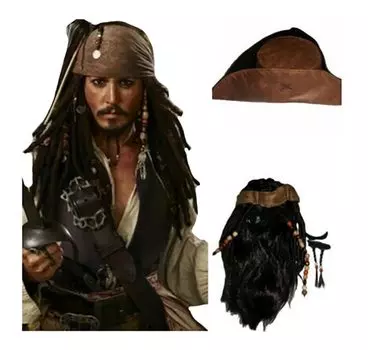 Пиратский косплей парик Джек Воробей косплей парик Джек Воробей парик Джек Воробей парик Джек Воробей парик костюм для фотосессии событие Хэллоуин школа синий