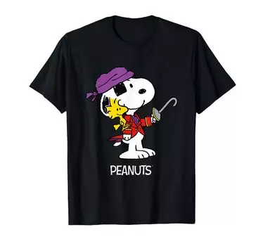 Пиратский Снупи Вудсток и футболка Peanuts Halloween чёрный