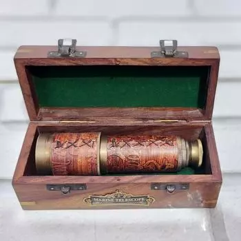 Пиратский телескоп с индивидуальной гравировкой, рабочий морской телескоп, уникальный подарок для него, навигационная подзорная труба, морской инструмент M коричневый