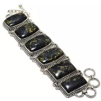 Пирит в магнетите драгоценный камень браслет ручной работы из серебра 925 пробы 7-8 дюймов JCB360-57