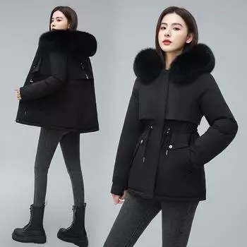 Пирог преодолевает новую зимнюю одежду для женщин, маленькие хлопковые стеганые вещи, закрытые талией хлопковые стеганые куртки, сложенные M [85-55kg recommended] темно-коричневого