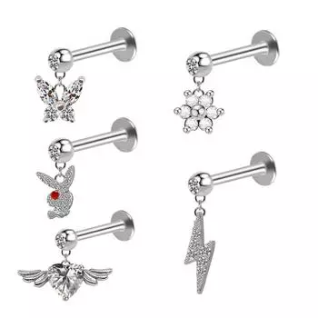 Пирсинг губ для женщин, ювелирные изделия для пирсинга в форме спирали, ювелирные изделия для пирсинга козелка, серьги с цирконием для хряща, ювелирные изделия для пирсинга