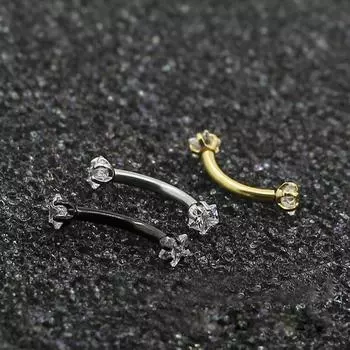 Пирсинг ладья брови панк микро подарок кольцо со штангой живот изогнутая штанга ногти для бровей 8x3mm серебряный