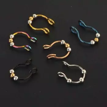 Пирсинг носа U-образное кольцо из нержавеющей стали в носу Красивый обруч Поддельный пирсинг Украшения для тела ручной работы SilverB