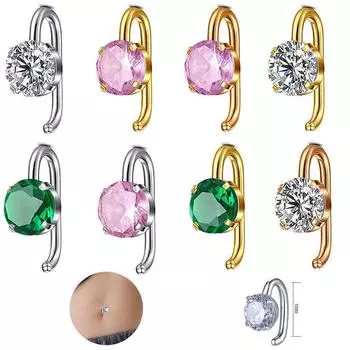 Пирсинг пупка для ногтей, ночной клуб, танец живота, сексуальный перевернутый циркон, толстый стержень из нержавеющей стали, пупок для ногтей