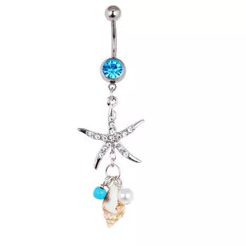 Пирсинг пупка, кольца, пуговицы, ракушки, ракушки, хирургической стали