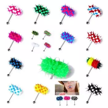 Пирсинг языка из нержавеющей стали, вибрирующий язык с кнопочной камерой, модная мужская мода красный/зелёный