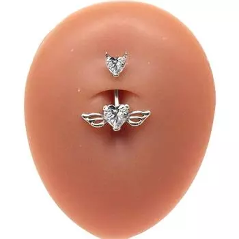 Пирсинг Сердце Крыло Пупка Кольцо Подвеска Ювелирные Изделия Аксессуары белый