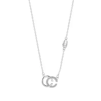 Письмо Двойная C Цепочка на ключицу Холодный ветер Подарок студентке Темперамент Мори Инкрустированный бриллиантами Маленький Ароматный Ветер Ожерелье Короткое