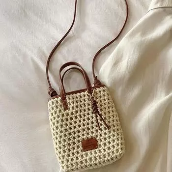 Письмо от North Island сумка для картофеля фри женская летняя тканая маленькая сумка-ведро переносная сумка через плечо