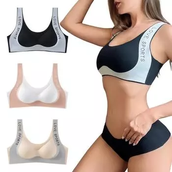 Письмо широкий плечевой ремень маленькая грудь собирает чашечку дышащий бесшовный топ-труба удобная коллекция грудь нижнее белье женщины S белый