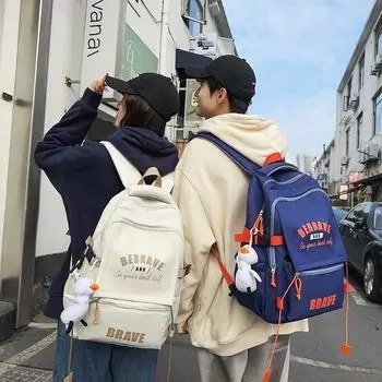 Письмо Студенческая школьная сумка большой емкости женский рюкзак мужской компьютерная сумка рюкзак хаки