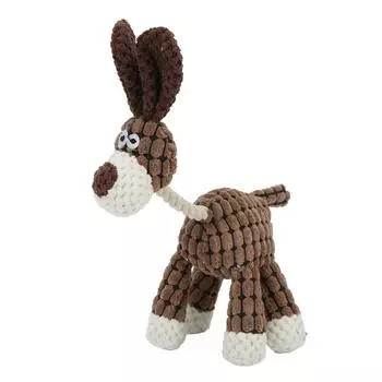 Пищащая игрушка для домашних животных, интерактивная, прочная, плюшевая игрушка для чистки зубов для собак маленьких, средних и больших пород, бежевого цвета коричневый