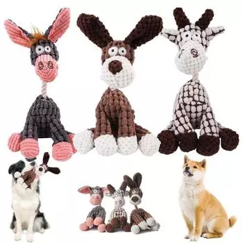 Пищащая плюшевая игрушка для собак Интерактивная мягкая игрушка для животных Мягкая игрушка для собак с пищалкой Неразрушимая игрушка для чистки зубов щенка B