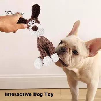 Пищащая плюшевая игрушка для собак Интерактивная мягкая игрушка для животных Мягкая игрушка для собак с пищалкой Неразрушимая игрушка для чистки зубов щенка A