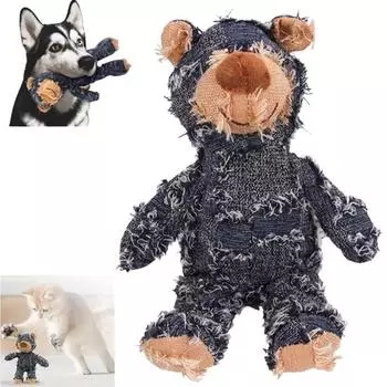 Пищащая плюшевая игрушка-медведь, неразрушимая игрушка-медведь для агрессивных любителей жевать, мягкая интерактивная игрушка-компаньон для маленьких и больших собак S фиолетовый