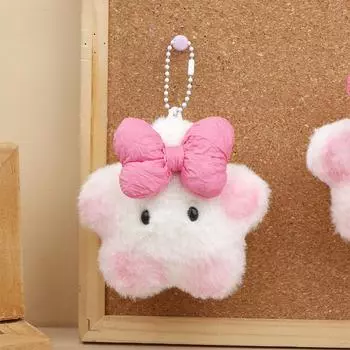 Пищащая плюшевая игрушка с розовым бантом Capibara, подвеска, мягкая кукла, брелок для ключей, автомобильный брелок, сумка, декор для рюкзака, подарок для ребенка