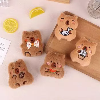 Пищащая плюшевая подвеска Capibara, мультяшный чай с молоком, Capybara, мягкая кукла, брелок для ключей, сумка для ключей, рюкзак, декор, подарок