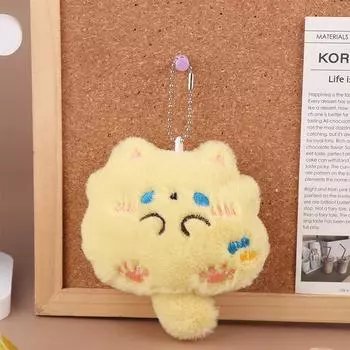 Пищащая плюшевая пухлая кошка кулон мультяшный котенок мягкая кукла брелок автомобильный брелок сумка декор подарок жёлтый