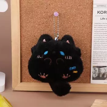Пищащая плюшевая пухлая кошка кулон мультяшный котенок мягкая кукла брелок автомобильный брелок сумка декор подарок