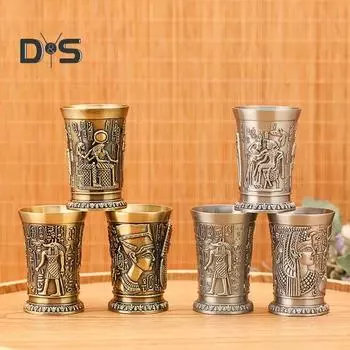 Пищевая чашка 50 мл, ударопрочность, цинковый сплав, удобная ручка, чашка для питья в Египте, декор для вечеринки серебряный серый