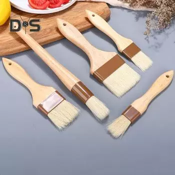Пищевая деревянная ручка, щетка для барбекю, устойчивая к высоким температурам щетина, устойчивая к масляному покрытию, щетка для гриля, инструмент для выпечки