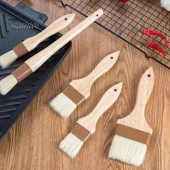 Пищевая деревянная ручка, щетка для барбекю, устойчивая к высоким температурам щетина, устойчивая к масляному покрытию, щетка для гриля, инструмент для выпечки