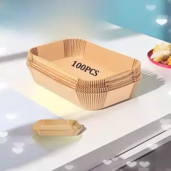 Пищевая прямоугольная и круглая масляная бумага для фритюрниц для высокотемпературной готовки. Square Small [Base Length 16*Width 16*4.5 cm]