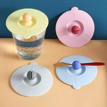 Пищевая силиконовая крышка для чашки, подставка для ложки, бытовая герметичная герметичная чашка для чая, кофе, крышка, милые аксессуары для питья