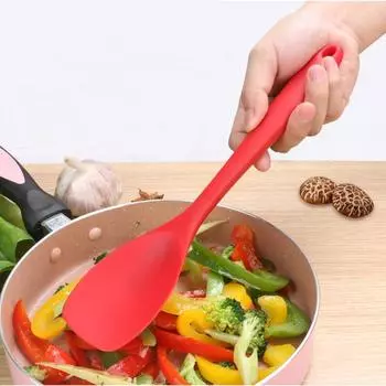 Пищевая силиконовая кухонная ложка с антипригарным покрытием, скребок для крема для торта, совок для перемешивания, термостойкая ложка для смешивания, лопаточка для выпечки чёрный