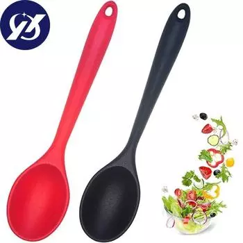 Пищевая силиконовая ложка с длинной ручкой, кухонная силиконовая ложка, суповая ложка, устойчивая к высоким температурам, для приготовления пищи, смешивания ложек красный