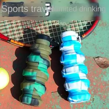 Пищевая складная силиконовая чашка для воды, портативный портативный чайник для кемпинга, спорта и путешествий 500ml1PCS