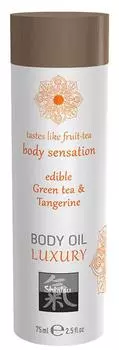 Пищевое масло для массажа - ЗЕЛЕНЫЙ ЧАЙ и МАНДАРИН 75мл TU прозрачный