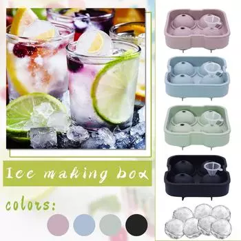 Пищевой 4-сеточный ящик для льда, бытовая форма для льда, форма для ледяного шара с крышкой для льда One Size чёрный