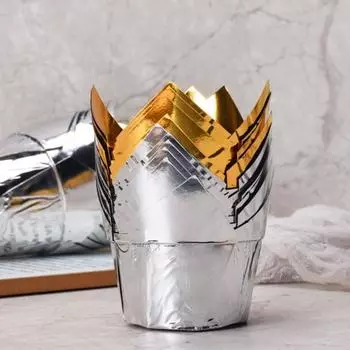 Пищевой гладкий кейтеринг термостойкий юбилейный маффин из алюминиевой фольги бумага кухонные принадлежности обертки для кексов розового золота