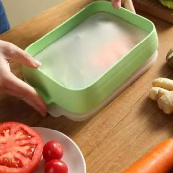 Пищевой контейнер для хранения свежей пищи, силиконовая пленка, контейнер для еды, овощной контейнер, бытовая коробка для хранения овощей зелёный